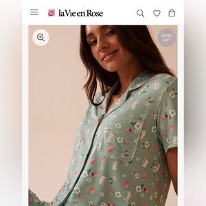 La Vie en Rose Large feminine matching PJ set, button down, short sleeve shorts